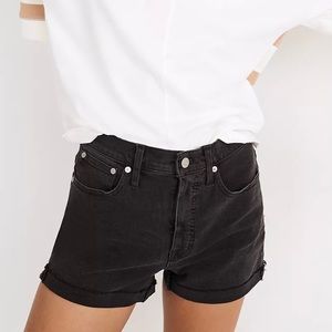 High-Rise Denim Shorts in Lunar Wash: Raw-Hem